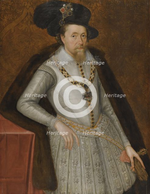 Portrait of King James I of England (1566-1625), Early 17th century. Artist: De Critz (Decritz), John, the Elder (1551/2-1642)
