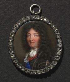 Portrait of King Louis XIV, 17th century. Creator: Jean Petitot (Swiss, 1607-1691), school of