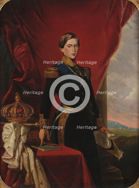 Portrait of King Pedro V of Portugal (1837-1861). Creator: Bordalo Pinheiro, Manuel Maria (1815-1880).