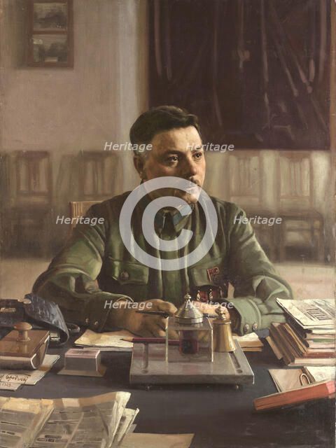 Portrait of Kliment Voroshilov (1881-1969) in his Office, 1929. Creator: Brodsky, Isaak Izrailevich (1884-1939).
