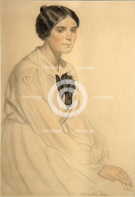 Portrait of Ksenia Nikolayevna Semenova (Skalova), 1920. Artist: Kustodiev, Boris Michaylovich (1878-1927)