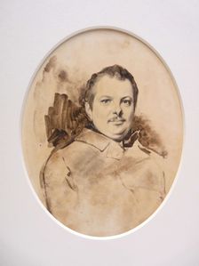 Portrait of Honoré de Balzac (1799-1850), c. 1829. Creator: Devéria, Achille (1800-1857)