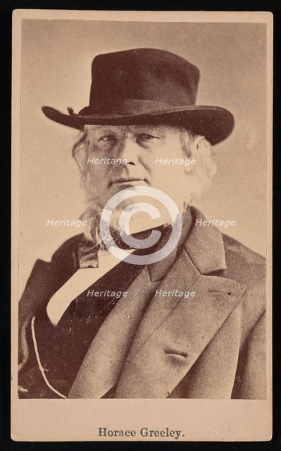 Portrait of Horace Greeley (1811-1872), 1869. Creator: Napoleon Sarony.