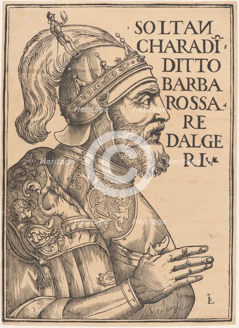 Portrait of Hayreddin Barbarossa (1478-1546), 1535. Creator: Giunta (Giunti), Luca Antonio (Lucantonio) de (1457-1538).