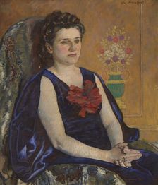 Portrait of Halina Zadeckka, between 1940-1945. Creator: Jozef Mehoffer