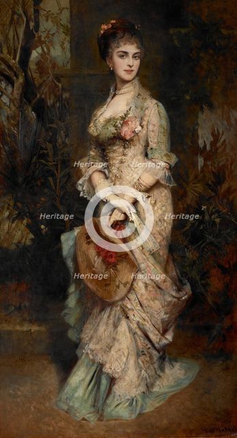 Portrait of Hanna Klinkosch (1849-1925), Princess of Liechtenstein , 1875. Creator: Makart, Hans (1840-1884).