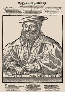 Portrait of Hans Sachs (1494-1576) at the age of 51, 1545. Creator: Ostendorfer, Michael (1490-1569)