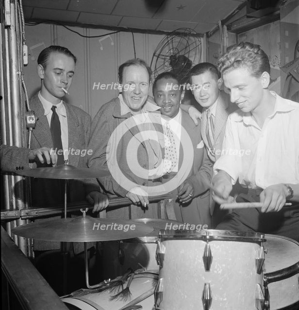 Portrait of Harry Lim, Yannich Bruynoche, and Joe Thomas, Pied Piper, New York, N.Y., 1946. Creator: William Paul Gottlieb.