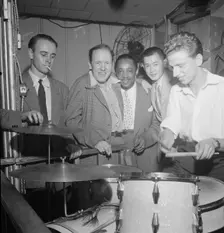 Portrait of Harry Lim, Yannich Bruynoche, and Joe Thomas, Pied Piper, New York, N.Y., 1946. Creator: William Paul Gottlieb