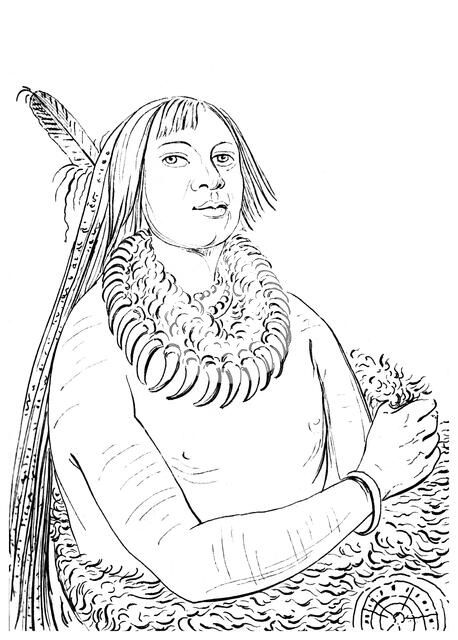 Portrait of 'He Who Rushes Through the Middle', Native American man, 1841.Artist: Myers and Co