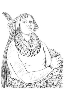 Portrait of He Who Rushes Through the Middle Native American man, 1841.Artist: Myers and Co