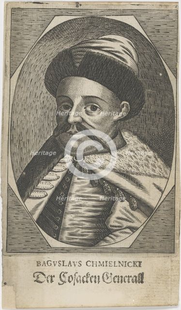 Portrait of Hetman Bohdan Khmelnytsky (1595-1657), after 1650. Creator: Anonymous.