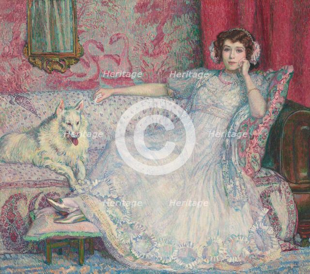 Portrait of Hélène Keller (The Lady in White), 1907. Creator: Rysselberghe, Théo van (1862-1926).