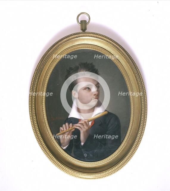 Portrait of Henri-Gérard Fontallard playing the transverse flute, 1812. Creator: Jean-Francois Fontallard.