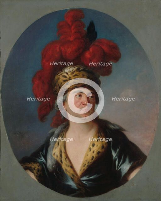 Portrait of Henri-Louis Lekain (1728-1778) as Genghis Khan in the play..., End of 1750s. Creator: Lenoir, Simon Bernard (1729-1791).