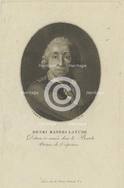 Portrait of Henri Masers de Latude (1725-1805) , c. 1793. Creator: Bonneville, François (active 1787-1802).