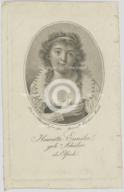 Portrait of Henriette Hendel-Schütz, née Schüler (1772-1849) as Elfride , 1794. Creator: Anonymous.