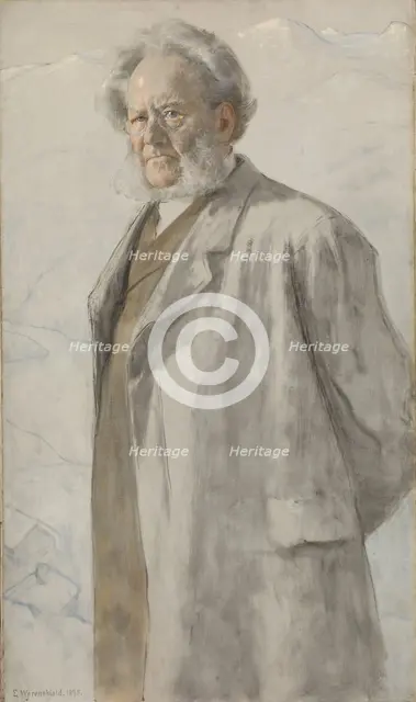 Portrait of Henrik Ibsen (1828-1906), 1895. Creator: Werenskiold, Erik Theodor (1855-1938).