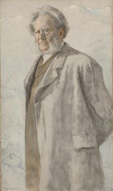 Portrait of Henrik Ibsen (1828-1906), 1895. Creator: Werenskiold, Erik Theodor (1855-1938)