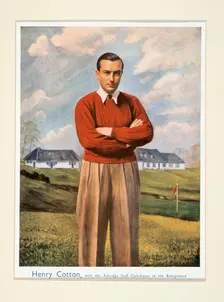 Portrait of Henry Cotton (1907-87), with Ashridge golf club in background, c1940s. Creator: Unknown