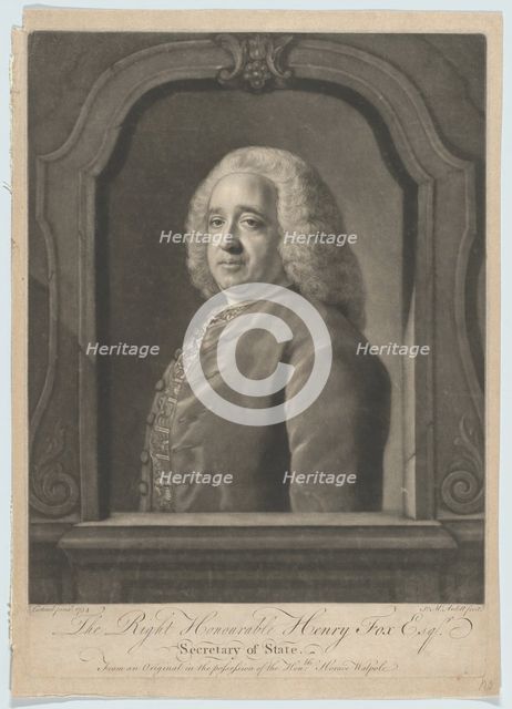 Portrait of Henry Fox, 1756. Creator: James McArdell.