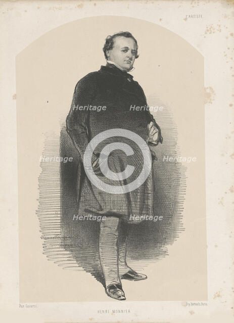 Portrait of Henry Monnier (1799-1877) , 1843. Creator: Gavarni, Paul (1804-1866).