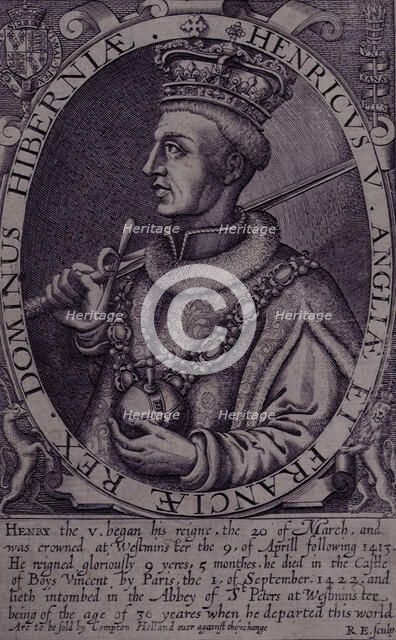 Portrait of Henry V, 1618.  Creator: Renold Elstrack.