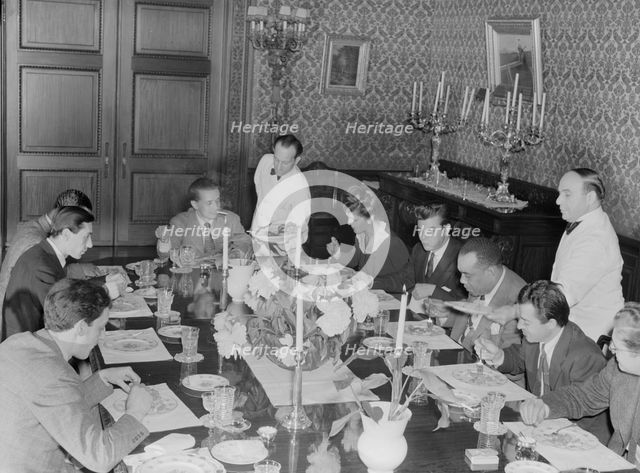 Portrait of Herb Abramson, Sadi Coylin, Benny..., Turkish Embassy, Washington, D.C., 1938. Creator: William Paul Gottlieb.