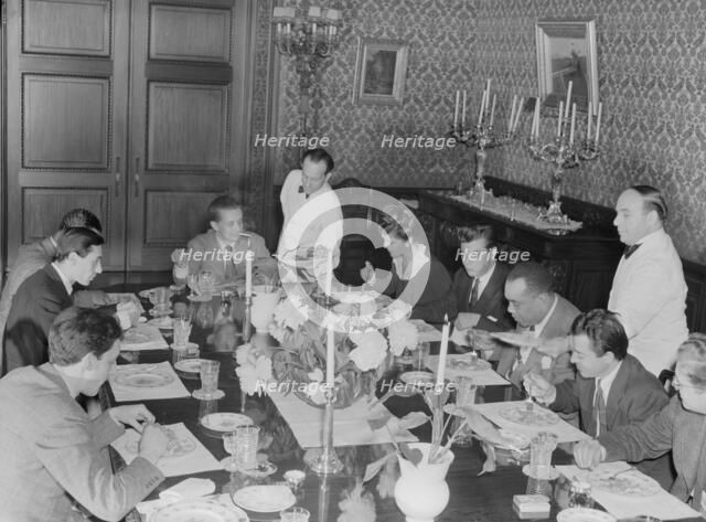 Portrait of Herb Abramson, Sadi Coylin, Benny..., Turkish Embassy, Washington, D.C., 1938. Creator: William Paul Gottlieb.