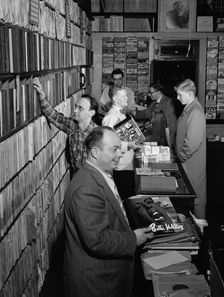 Portrait of Herbie Hill, Lou Blum, and Jack Crystal, Commodore Record Shop, N.Y., ca. Aug. 1947. Creator: William Paul Gottlieb
