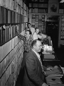 Portrait of Herbie Hill, Lou Blum, and Jack Crystal, Commodore Record Shop, N.Y., ca. Aug. 1947. Creator: William Paul Gottlieb