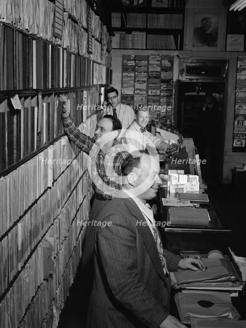 Portrait of Herbie Hill, Lou Blum, and Jack Crystal, Commodore Record Shop, N.Y., ca. Aug. 1947. Creator: William Paul Gottlieb.