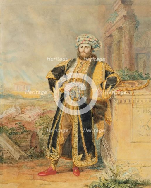 Portrait of His Excellency Alexandros Mavrokordatos (1791-1865) als a Greek freedom fighter in Turki
