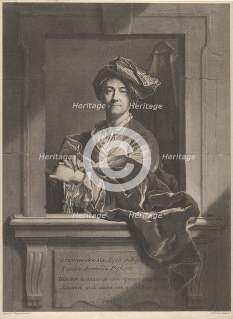 Portrait of Hyacinthe Rigaud, 1721. Creator: Pierre Imbert Drevet.