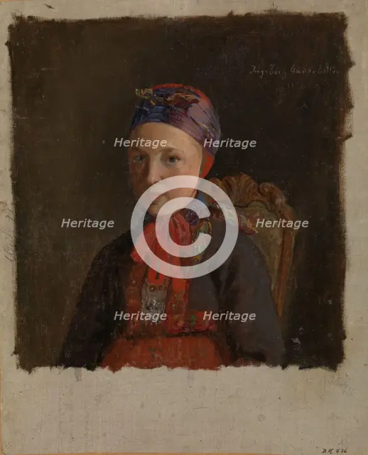 Portrait of Ingeborg Anderdatter Gulsvig, probably 1849. Creator: Adolph Tidemand.