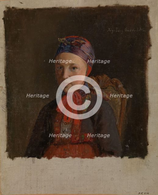 Portrait of Ingeborg Anderdatter Gulsvig, probably 1849. Creator: Adolph Tidemand.