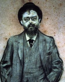 Portrait of Isaac Albéniz (1860-1909), Spanish composer, charcoal drawing by Ramon Casas