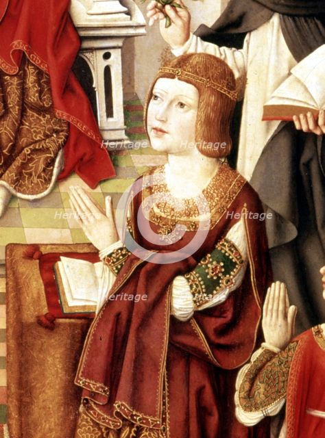Portrait of Isabel the Catholic, picture detail 'Virgin of the Catholic Kings' 1490.