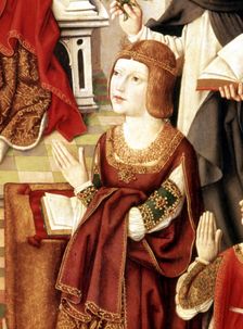 Portrait of Isabel the Catholic, picture detail Virgin of the Catholic Kings 1490