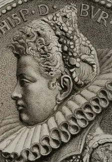 Portrait of Isabella Clara Eugenia (1566-1633), 1879. Creators: Alphonse Charles Masson, Magin Pujadas