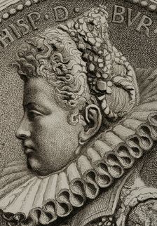 Portrait of Isabella Clara Eugenia (1566-1633), 1879. Creators: Alphonse Charles Masson, Magin Pujadas