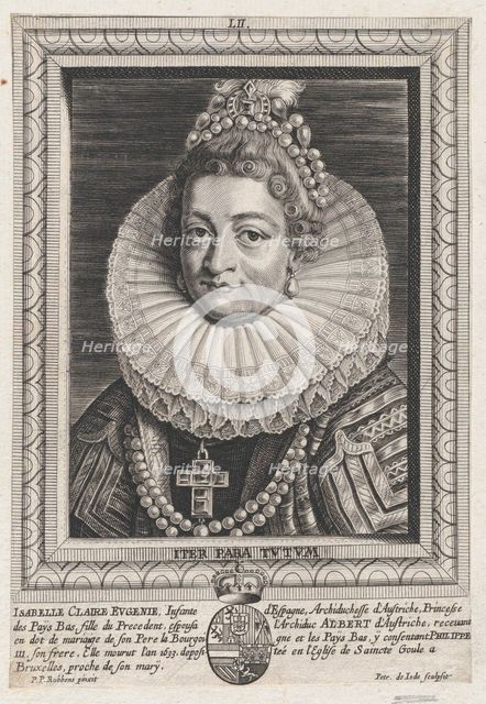 Portrait of Isabella Clara Eugenia, Infanta of Spain, ca. 1650. Creator: Pieter de Jode II.