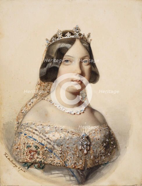 Portrait of Isabella II of Spain (1830-1904), c1844-1850. Creator: Madrazo y Kuntz, Federico de (1815-1894).