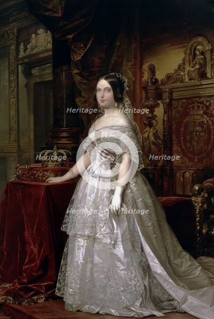 Portrait of Isabella II, Queen of Spain, 1844, oil by Federico Madrazo.