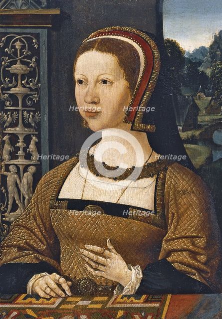 Portrait of Isabella of Austria, Queen of Denmark, ca 1524. Artist: Cornelisz van Oostsanen, Jacob (ca. 1470-1533)