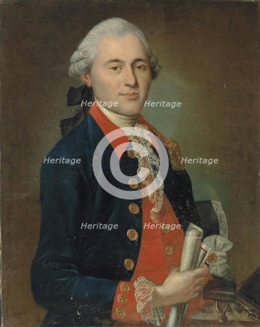 Portrait of Ivan Ivanovich Betskoi (1704-1795), with a compass and other instruments, 18th century.