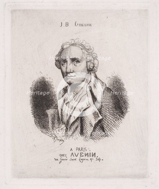 Portrait of J.B. Greuze, 19th century. Creator: Charles Emile Jacque.