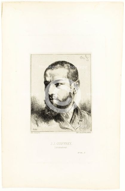 Portrait of J.J. Guiffrey, 1866. Creator: Charles Emile Jacque.