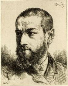 Portrait of J.J. Guiffrey, 1866. Creator: Charles Emile Jacque