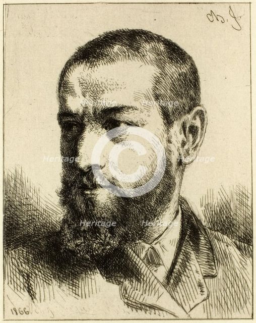 Portrait of J.J. Guiffrey, 1866. Creator: Charles Emile Jacque.